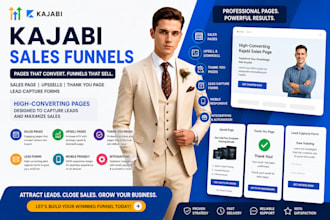 do kajabi sales page, upsells, thank you page, leads capture forms