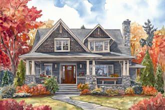 paint a custom digital watercolor house