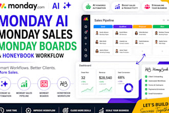 setup monday ai, monday crm, honeybook monday boards and monday sales workflow