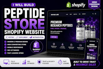 design peptide website peptide store supplement website peptide shopify store