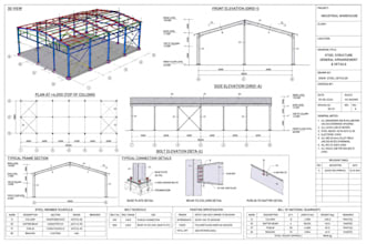 create detailed steel structure shop, glass drawings framing plan cultist
