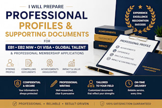 prepare professional profiles and supporting documents for eb1 o1 niw applicants