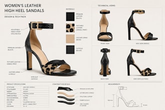 design shoe, footwear, sneakers, tech pack heels for manufacturing