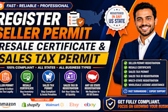 register seller permit resaie certificate and sales tax permit in any US state