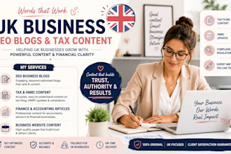 write SEO business blogs, UK tax articles and hmrc content for UK businesses