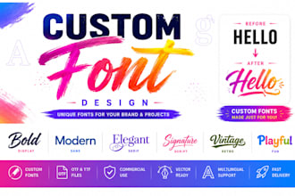 create design custom font typeface logo convert  handwriting to otf ttf svg woff