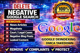 remove bad google results, deindex negative link, delete news articles ,mugshot