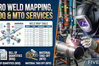 prepare piping boq, weld map and mto from isometric drawings