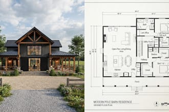 design detailed barndominium floor plans and pole barn house drawings