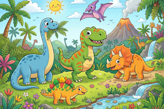 create design a dinosaur cartoon illustration arte