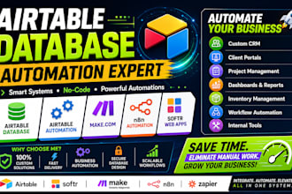 do airtable database airtable automation n8n make com softr web app design