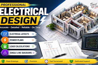 create electrical layouts, power plans, load calculations single line diagrams