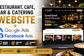 design restaurant, cafe, bar and catering website with google and facebook ads