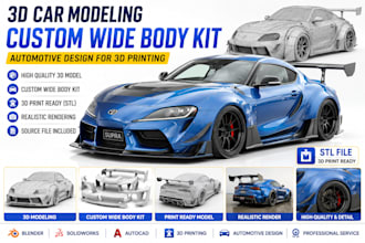 3d car modeling custom wide body kit automotive  vehicle model for 3d printing