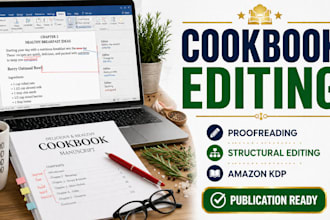 edit, proofread and structural edit your cookbook recipe book for amazon KDP