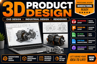 do 3d product design, 3d cad design, industrial design and rendering