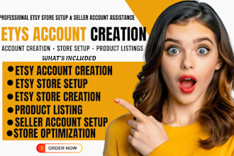 do etsy  account creation, etsy store setup, etsy seller account creation