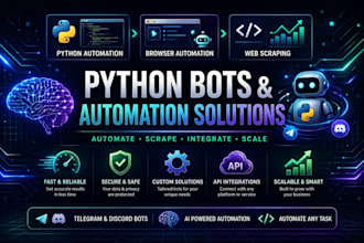 build python bots web scrapers ai autmation tools telegram and discord bots