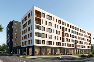 rebuild 3d residential complex, city street view,highrise apartment,house render