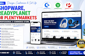design, customize and set up shopware, readyplanet or plentymarkets store