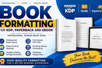 professionally format your book for KDP, paperback and ebook