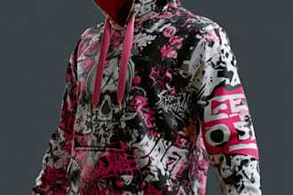 make trendy streetwear hoodie design with mockup