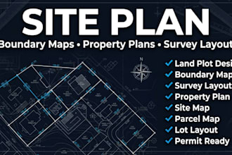 create land plot, boundary map, survey layout design, property plan, site map