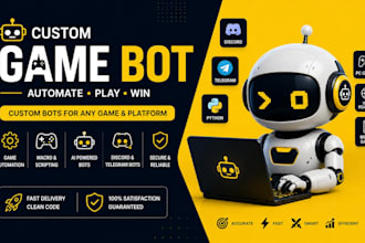 develop game bot, automation bot, macro, online game, for PC, ai bot, web game