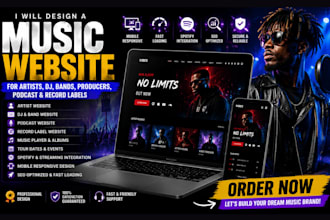 design music website for artist, dj, band, producer, podcast and record label