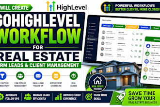 create gohighlevel workflow for real estate, CRM leads and client management