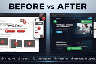 fix HTML CSS javascript react website bugs