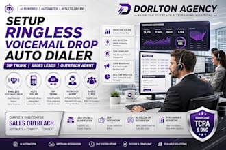 setup ringless voicemail drop auto dialer sip trunk sales leads, outreach agent