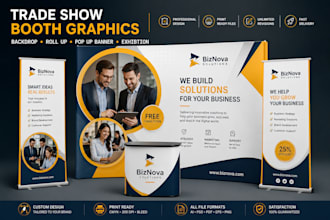design trade show booth graphics backdrop rollup popup banner display exhibition