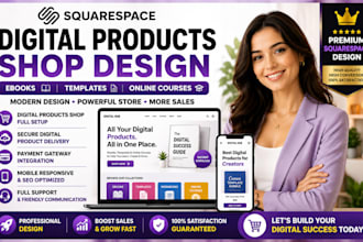 design squarespace digital products shop, ebook, template store, online course