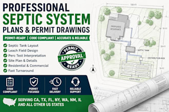 design septic system for permit in ca tx fl ny wa nm il