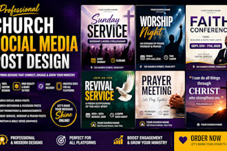 create church social media graphics, worship posts, and church event designs