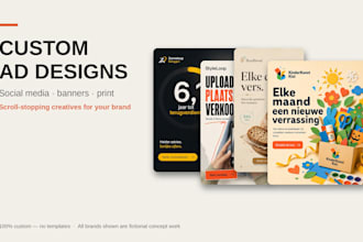 design scroll stopping ad creatives for social media, banners and print