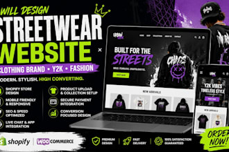 design streetwear website, clothing brand website, y2k website, streetwear