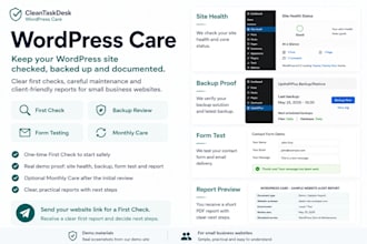 check your wordpress site health, backups, forms and updates