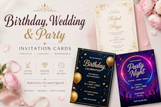design elegant birthday invitation, wedding, party invite, event invitation