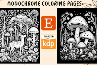 create custom monochrome coloring pages for etsy or kdp