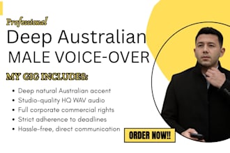 record a deep natural australian english male voice over for corporate video