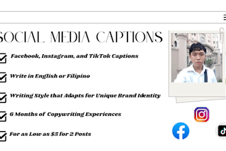 write engaging social media captions for facebook, instagram, and tiktok