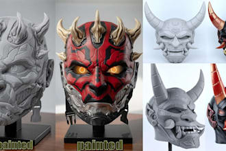 create 3d helmet print and paint, 3d cosplay armor, anime mask, 3d cosplay props