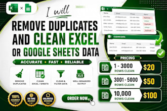 remove duplicates and clean excel or google sheets data