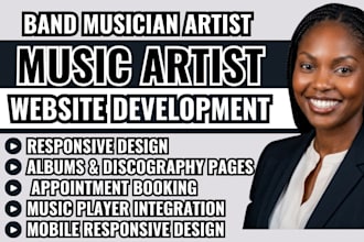 music artist website, musician website, band website, singer website