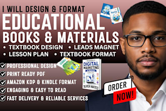 design, format, write educational textbook, workbook, and curriculum plan