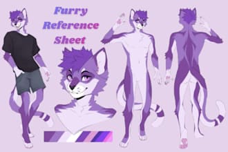 draw custom furry characters ref sheet, fursona furry badge anthro nsfw furry
