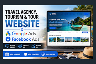 design travel agency, tourism and tour website with google and facebook ads