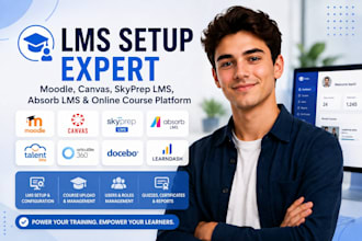 setup moodle, canvas, skyprep lms, absorb lms and online course platform